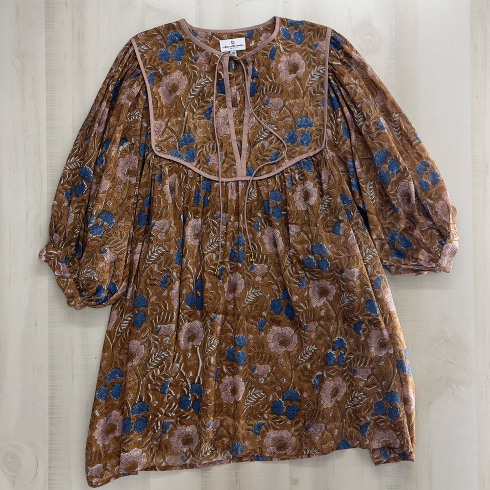 THE FOX AND THE MERMAID zoha block print tunic dress India boho casual XL L
